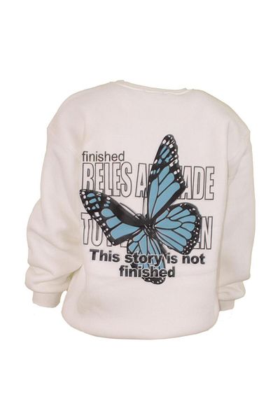 Ceylen Unisex Oversize 3 νήματα με πολύχρωμο φούτερ με στάμπα πεταλούδας