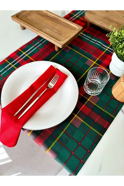 Mottogo Set of 2 Duck Linen Red Fabric Napkins 40X40 cm