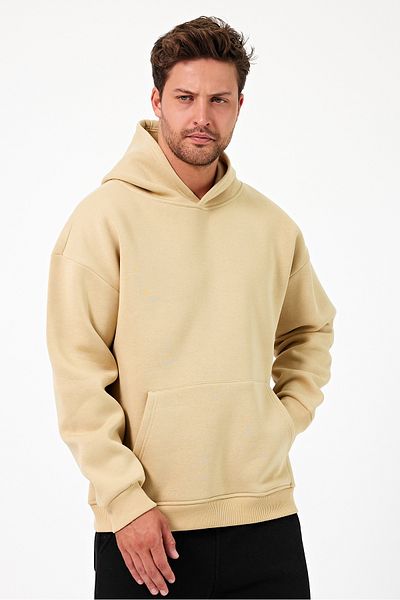 Overoz Μπεζ φούτερ Kapuze Padding Oversize Φούτερ με κουκούλα