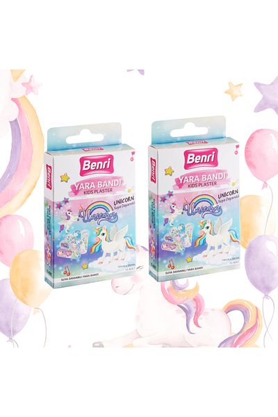Benri Unicorn Band-Aid 15Pcs for Kids X 2Pcs