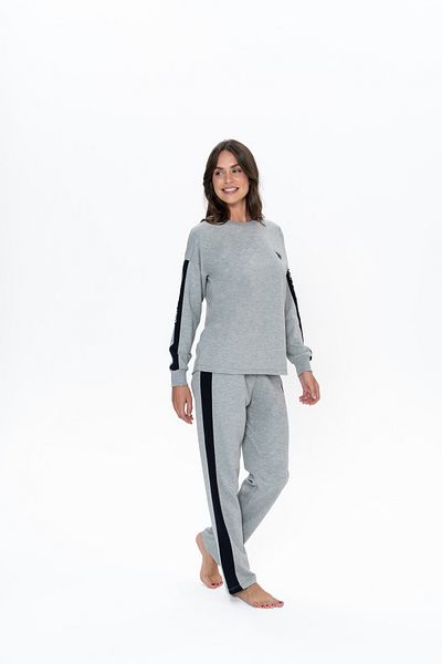 U.S. Polo Assn. BAZA. Polo Assn. Îmbrăcăminte de acasă cu dungi cu gât rotund pentru femei 1303ESP.Z.17.ETA.0.GR.OU.7.P.6.NTSL3