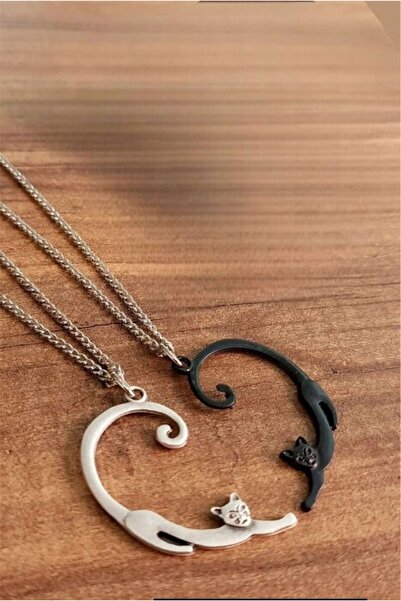 Herşey Nota أفضل الأصدقاء - قلادة صديق على شكل قطة يين يانغ