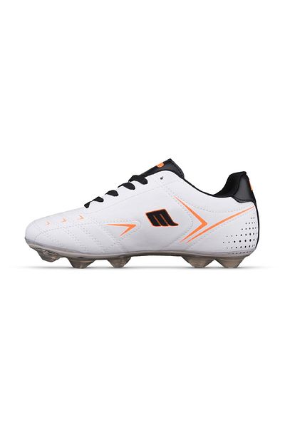 MP ONE Pantofi de fotbal cu crampoane albe cu șireturi pentru copii mari