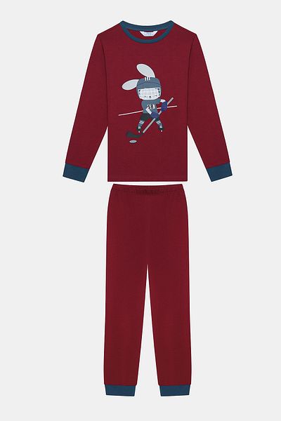 Penti Cotton Boy's Curling Bunny Σετ 2 πολύχρωμων πιτζάμες