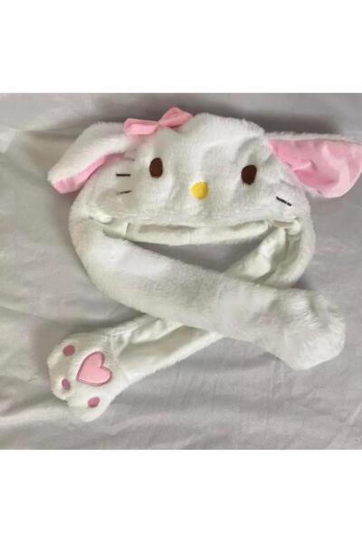 Piraye Gift Hello Kitty Tasarımlı Işıklı Oynar Kulaklı Şapka