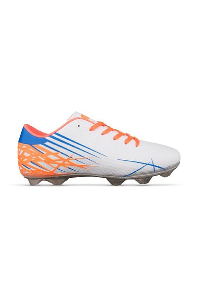 MP ONE Pantofi de fotbal cu crampoane albe cu șireturi pentru copii mari