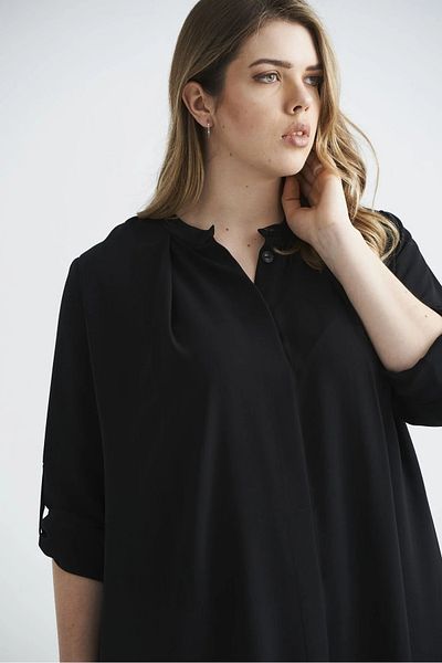 EVEN plus size Black Koton Plus Size Shirt Dress