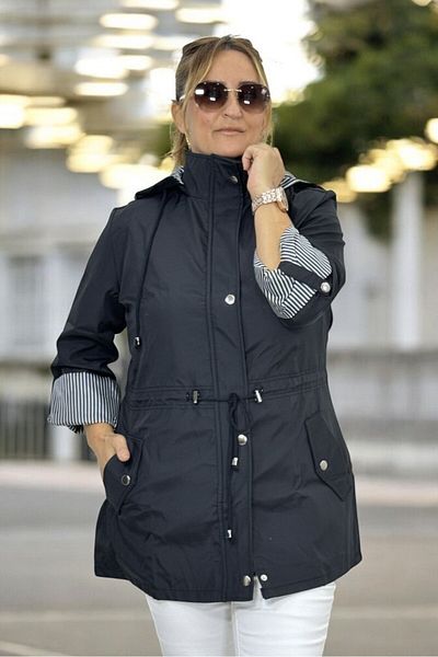 yagmurberen LINED DECALABLE HOODED BREAK SIZE LARGE SIZE TRENCH COAT