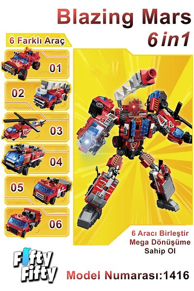 Vagonlife Qman Keeppley 6 in 1 Blazing Mars - Includes 6 Vehicles Toy Construction Set