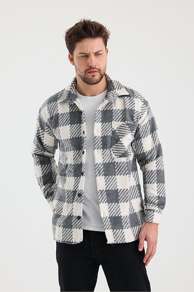 Enuygunenmoda Ανδρικό πουκάμισο με μονό τσεπάκι με λεπτή εφαρμογή, γνήσιο γκρι ξυλοκόπο