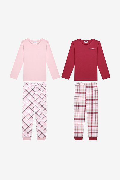 Penti Cotton Plaid 2-Piece Pajamas Set for Girl - Multicolor