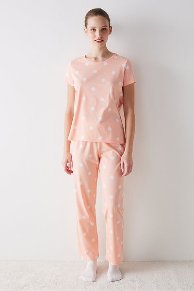 Penti Peach Dotted Pants Pajama Set