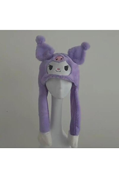 Piraye Gift Kuromi Tasarımlı Mor Şapka Işıklı Oynar Kulaklı