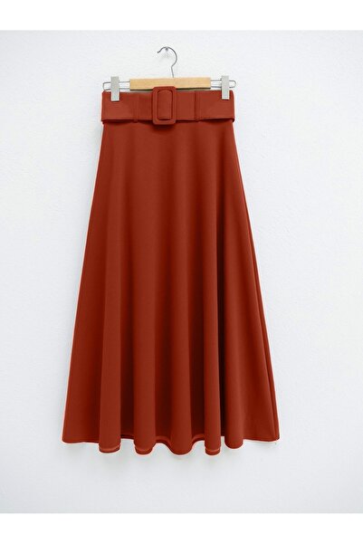 Modamorfo Thick belted loose weight imported crepe skirt -tile