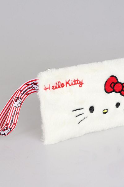 Hello Kitty New Season Licensed Hello Kitty Basic Plush Handbag with Decomus/Make-Up Bag/Pen Bag
