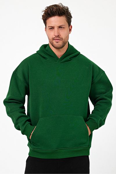 Overoz Μπλε φούτερ Oversize Basic Hooded Hbsgreen
