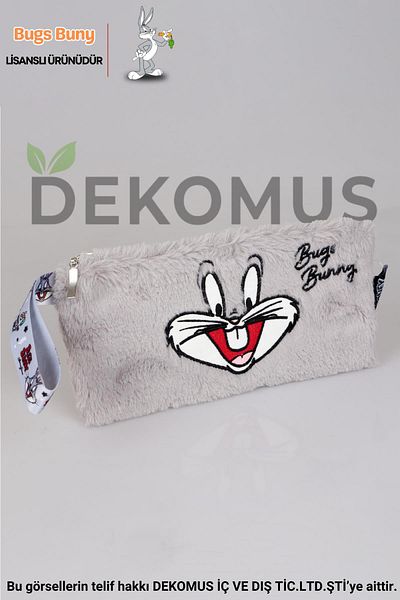 BUGS BUNNY Νέα σεζόν DEKOMUS Bugsy βελούδινη τσάντα - Τσάντα με άδεια ψαριού / στυλό