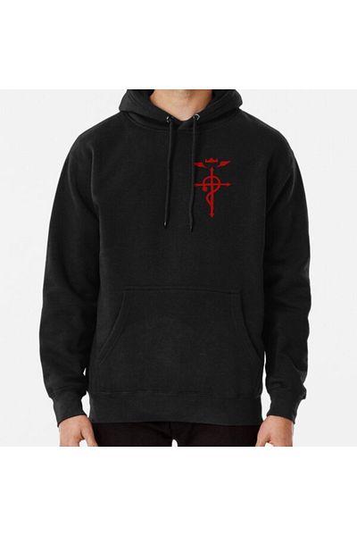 Hvit Stein Φούτερ Fullmetal Alchemist - Flamel Insignia (Κόκκινο) με στάμπα