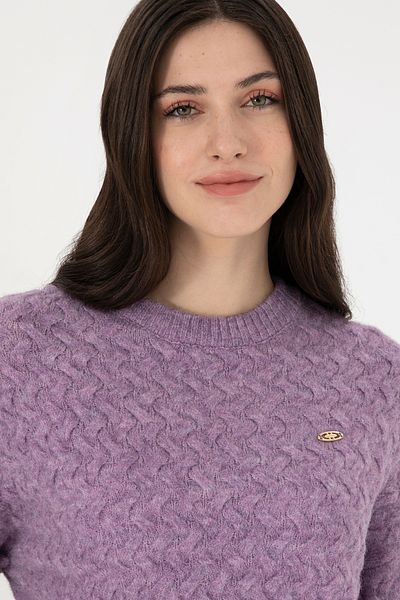 U.S. Polo Assn. Pulover de damă Violet Melange cu decolteu 50293156 -vr228