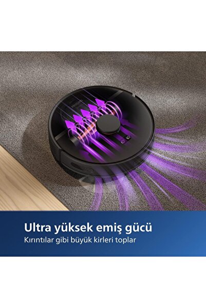Philips 4000Pa Ultra Yüksek Emüş Güçlü 3ü 1 Arada Islak Kuru ve Moplu Premium Robot Süpürge, HEPA Filtre