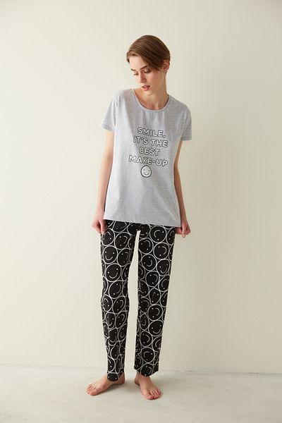 Penti Smiley Face Printed T-Shirt Trousers Pajama Set