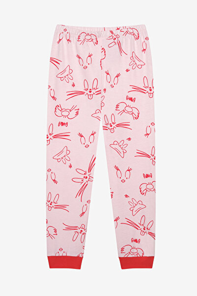 Penti Uzun Kollu Pamuklu Kız Çocuk Pinky Looney Çok Renkli Pijama Takımı
