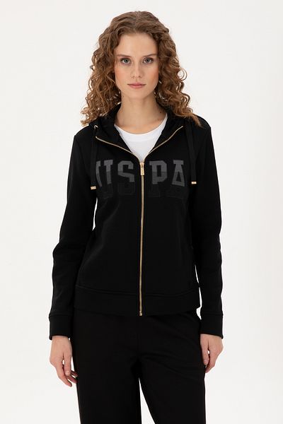 U.S. Polo Assn. Hanorac negru de bază cu glugă pentru femei 50289540 -VR046