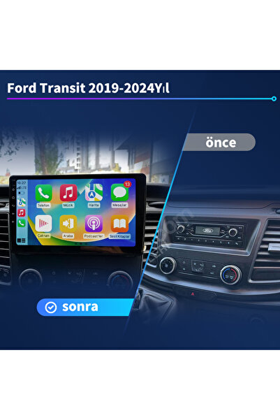 Transıt(2019-2024) Uyumlu Kablosuz Carplay/navigasyon/gps/geri Vites Arka Görünümü Ile/10.2ınç