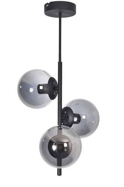 Modavize Ivy Modern Design Living Room Kitchen Bedroom Black Color Smoked Glass 3-Piece Chandelier