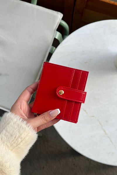 klovi Red card holder detail shiny artificial leather wallet