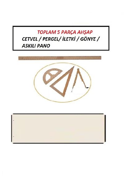 AKYAZI 5 Piece Sinif Drawing Set - Wooden Board