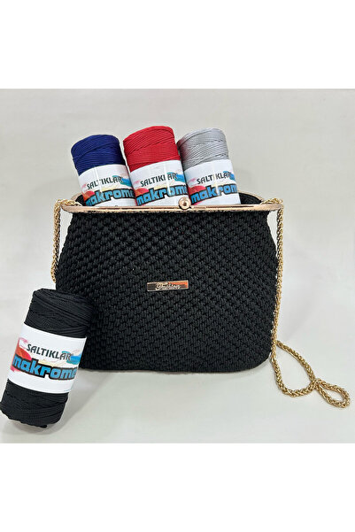 SALTIKLAR خيط مكرامية بوليستر 3 مم 100 جرام بترول-180