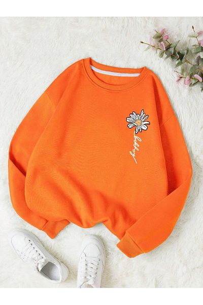 Revasser Dámská bavlněná mikina Happy Daisy Special Colorful Oversize Crew Neck