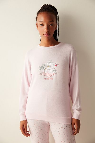 Penti Sweet Home Soft Sweatshirt Pink Pajama Top