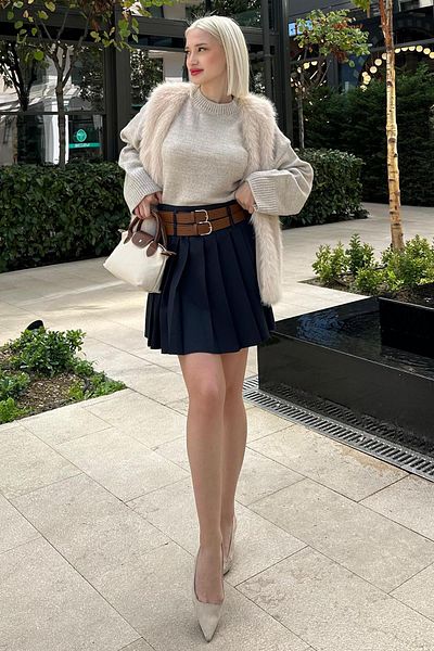 Madmext Beige Soft Texture Lined Women's Vest Mg2238