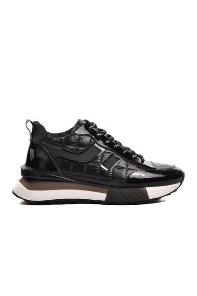 MARCOMEN Black Black Patent Leather Genuine Leather Men's Casual Shoes