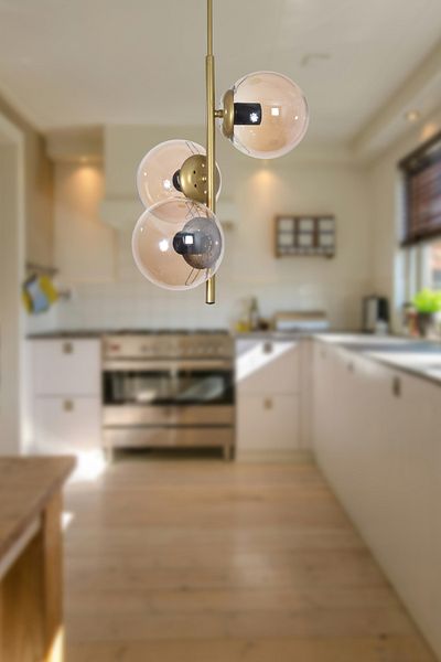 Modavize Ivy Modern Design Living Room Kitchen Bedroom Antique Color Honey Glass 3-Piece Chandelier