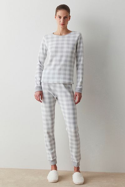 Penti Gray Gingham Fleece Pants Set