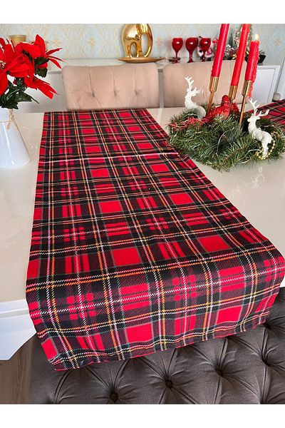 Ayd Home New Year Red Black Plaid Runner - 1 Piece Christmas Christmas Ranir Tableware Winter New Year Checkered