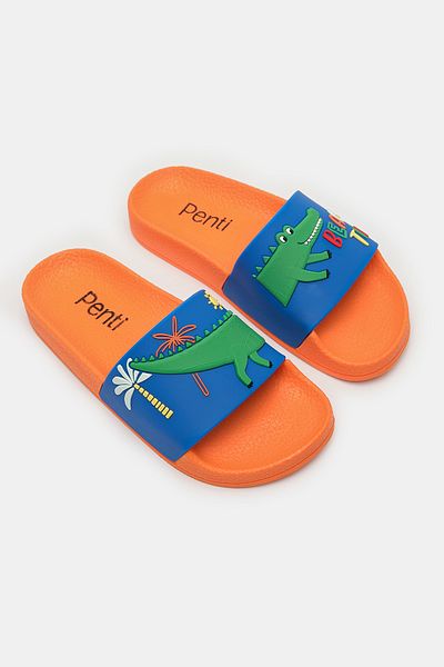 Penti Boy's Crocodile Patterned Colorful Slippers
