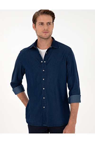 Pierre Cardin Lacivert Regular Fit Jean Gömlek 50292560-VR033