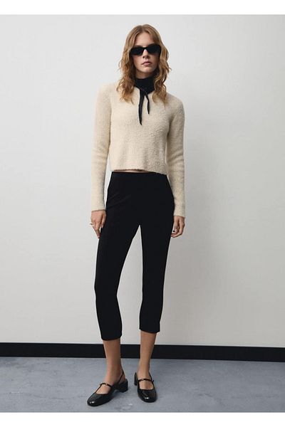 MANGO Woman Long Sleeve Sim Detailed Sweater