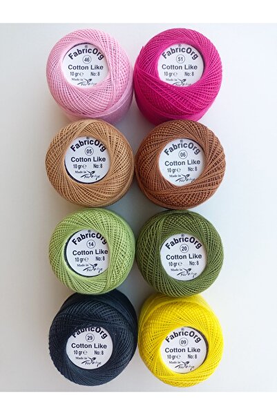 fabricorg طقم خيوط قطن مثل الايتامين 8 قطع خيط 4 (10 GR-NO.8)