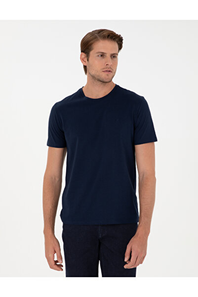 Pierre Cardin Tricou bleumarin bumbac 100% slim fit guler rotund basic 503063...