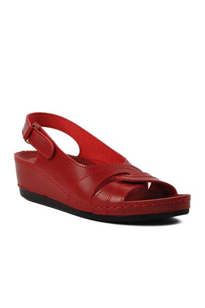 BENTO Red Women's Wedge Sandals