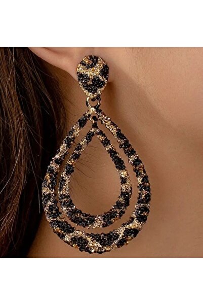 Dgt Luxury أقراط كبيرة بطبعة جلد الفهد باللون الذهبي