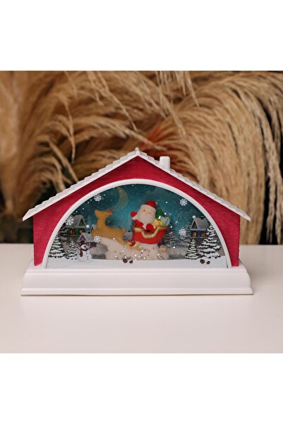 Piraye Gift Yılbaşı Tasarımlı Minyatür Ev Işıklı ve Müzikli