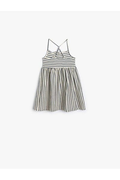 Koton Knoflík Detailní Strappy Cross šaty