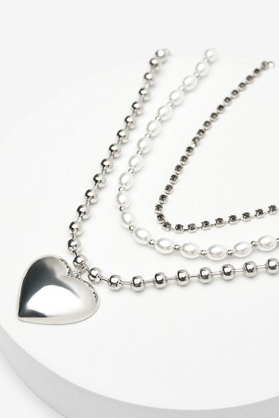 Penti Heart Silver Color Necklace Set
