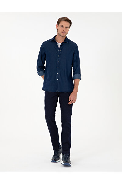 Pierre Cardin Lacivert Regular Fit Jean Gömlek 50292560-VR033